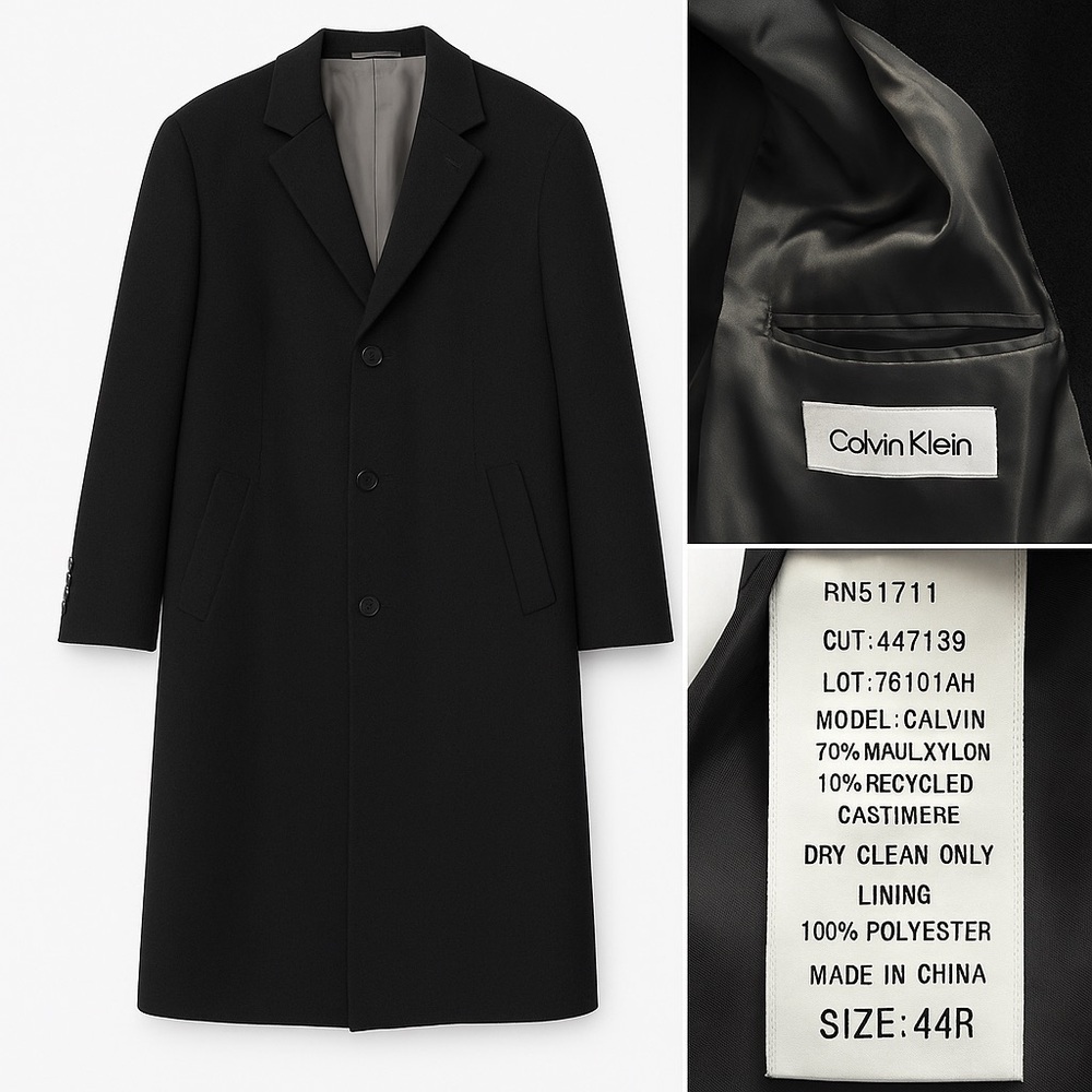 “Calvin Klein Wool Cashmere Overcoat 44R”